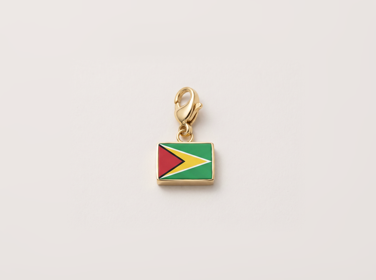 Guyana flag charm, gold