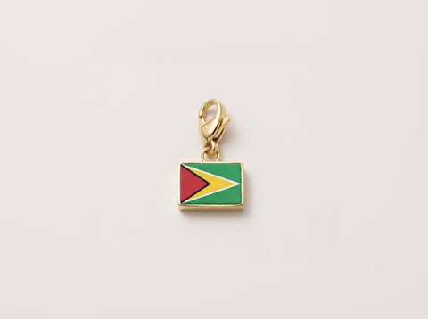 Guyana flag charm, gold
