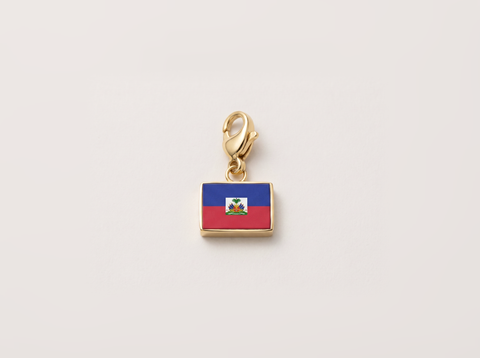 Haiti flag charm, gold