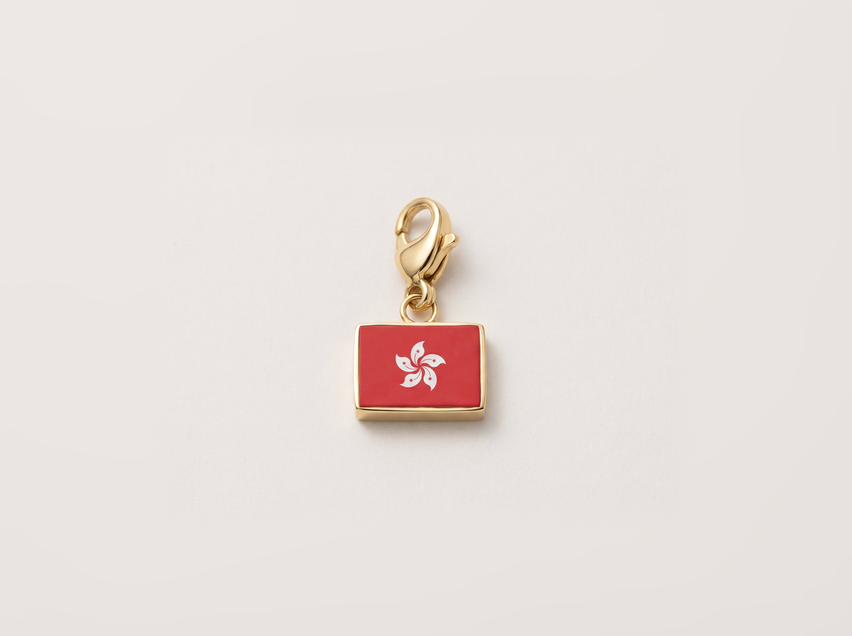 Hong Kong flag charm, gold