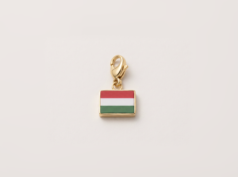 Hungary flag charm, gold