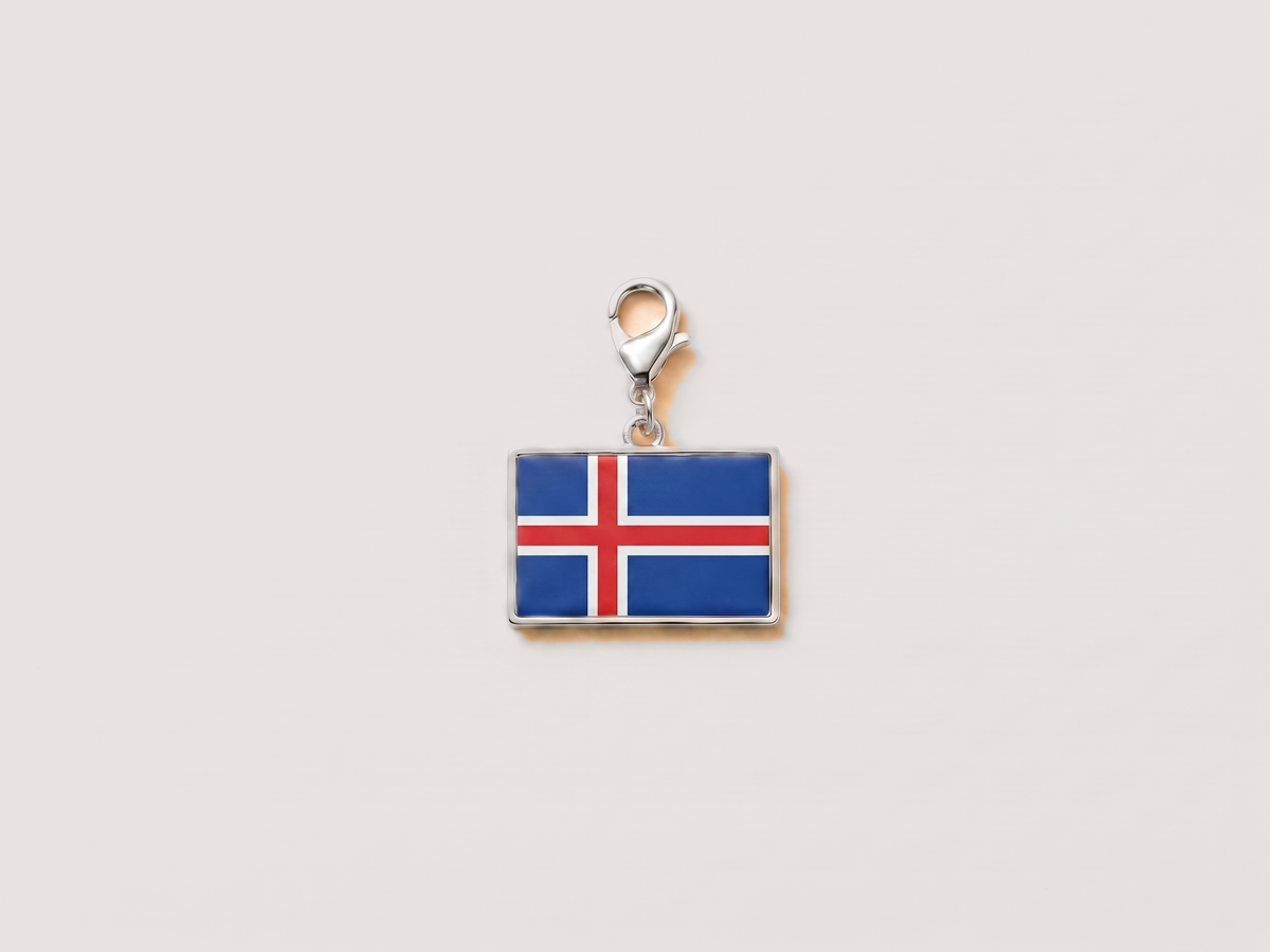 Iceland flag charm, silver