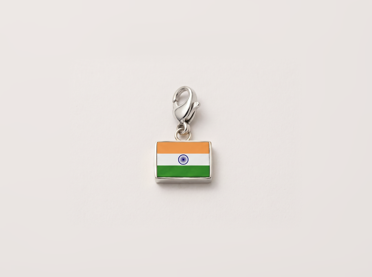 India flag charm, silver