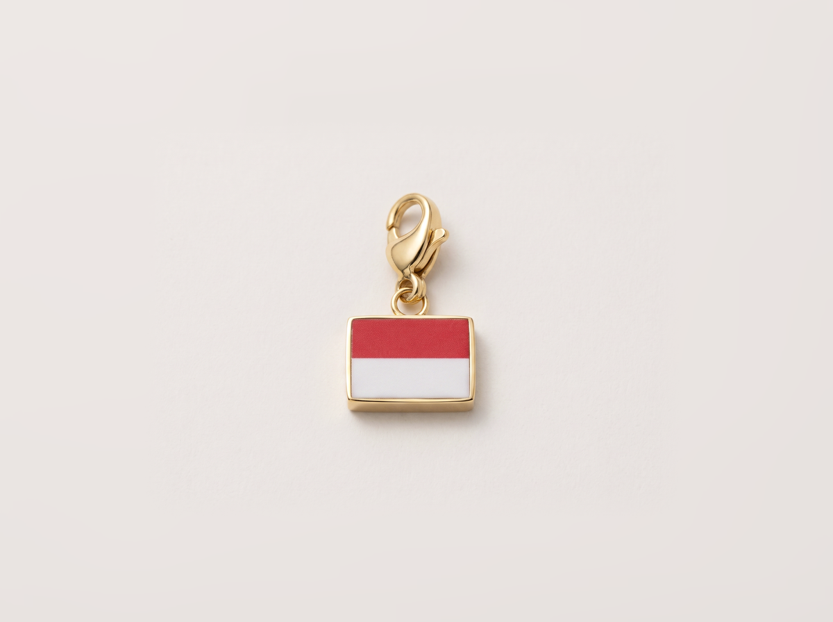 Indonesia flag charm, gold