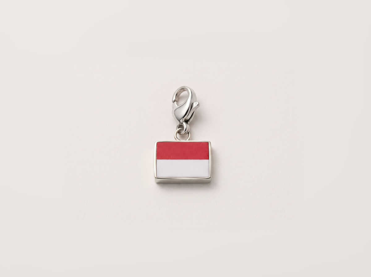 Indonesia flag charm, silver