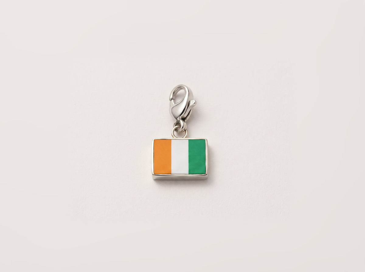 Ivory Coast flag charm, silver