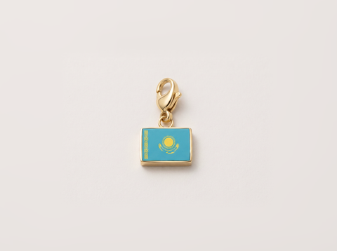 Kazakhstan flag charm, gold