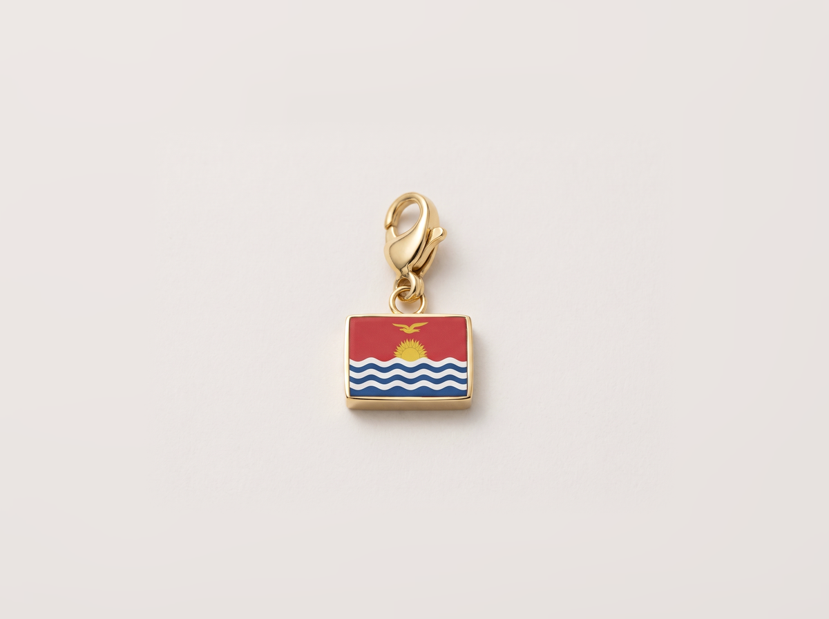 Kiribati flag charm, gold
