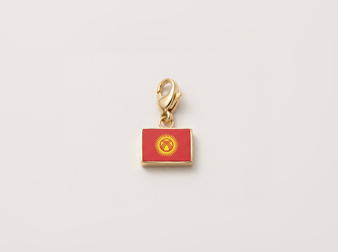 Kyrgyzstan flag charm, gold