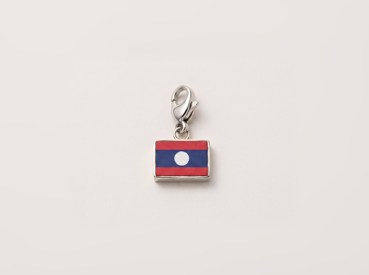 Laos flag charm, silver