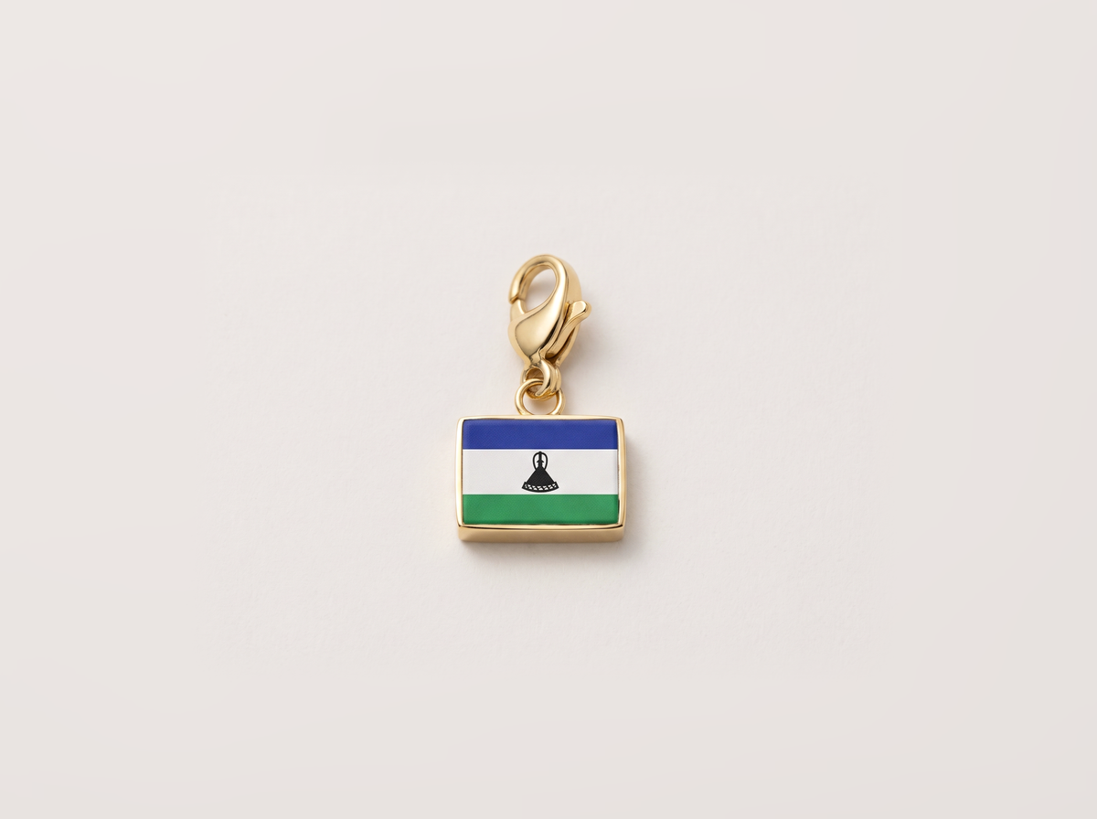 Lesotho flag charm, gold