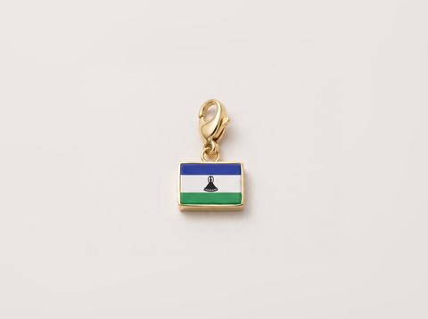 Lesotho flag charm, gold