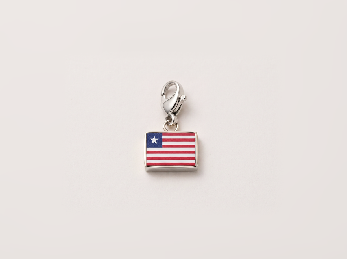 Liberia flag charm, silver