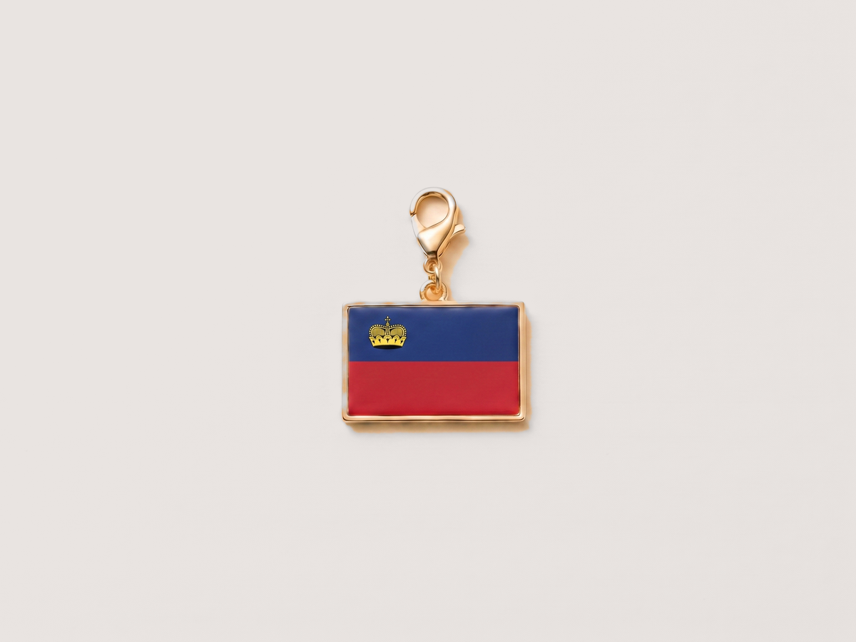 Liechtenstein flag charm, gold