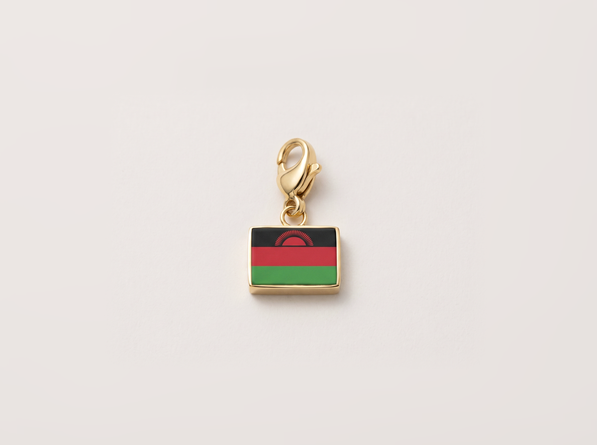 Malawi flag charm, gold