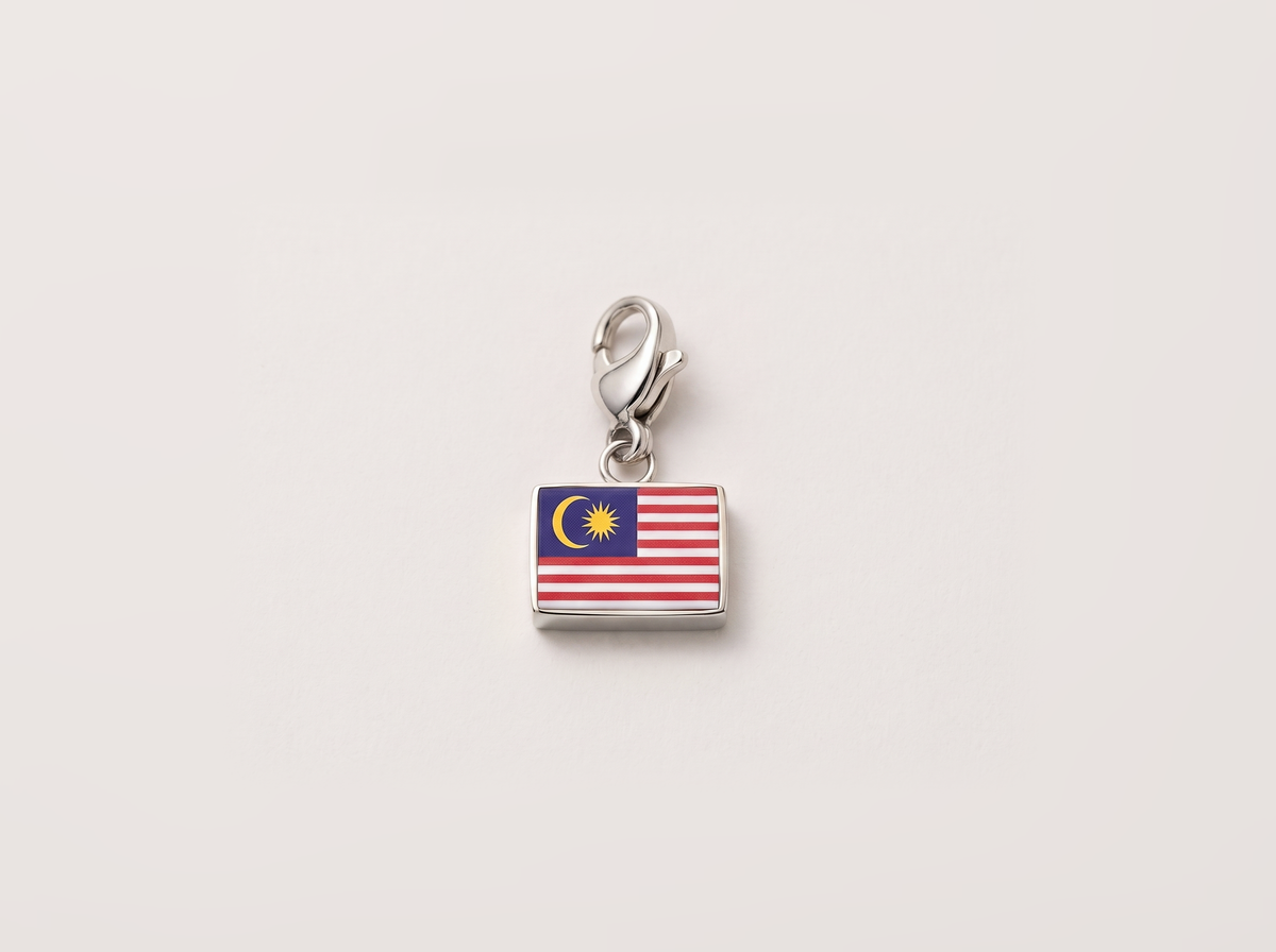 Malaysia flag charm, silver