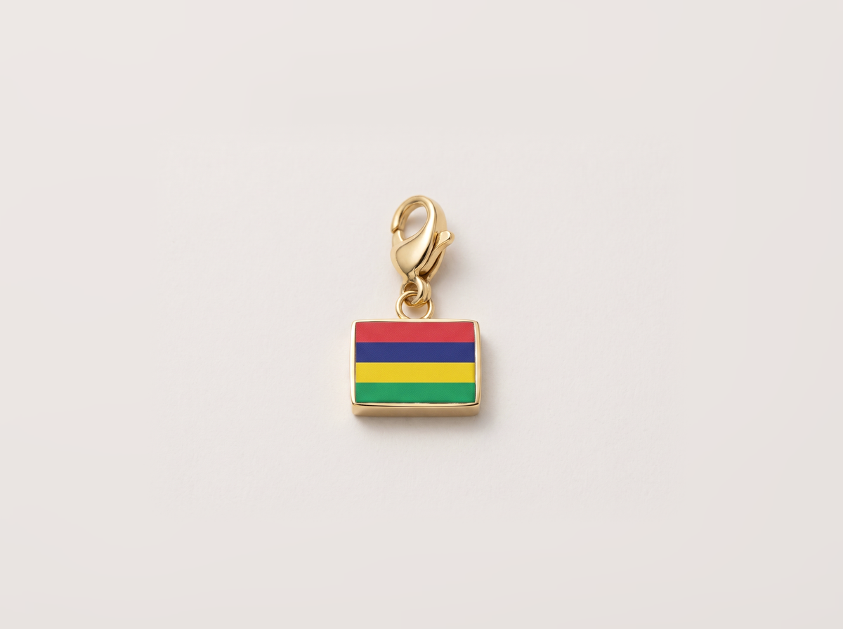 Mauritius flag charm, gold