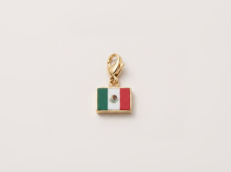 Mexico flag charm, gold