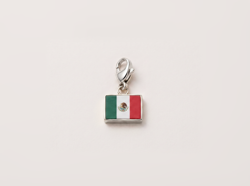 Mexico flag charm, silver