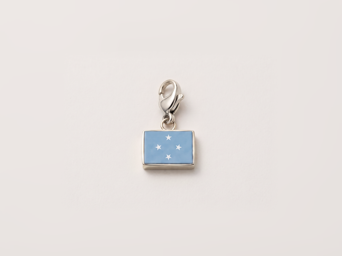 Micronesia flag charm, silver