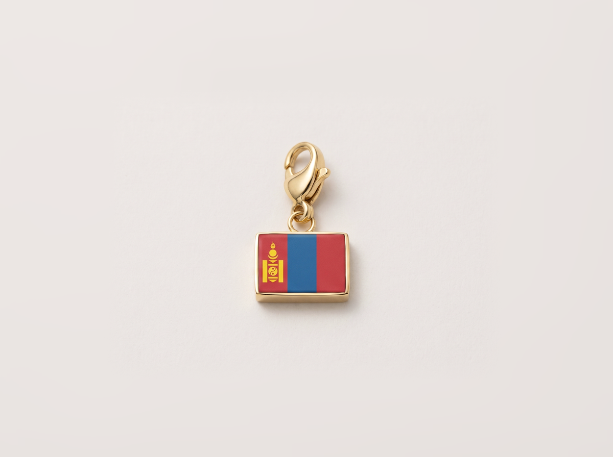 Mongolia flag charm, gold