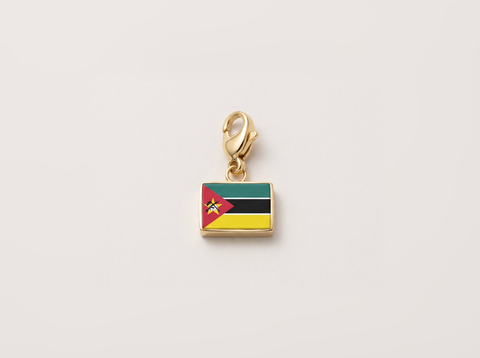 Mozambique flag charm, gold