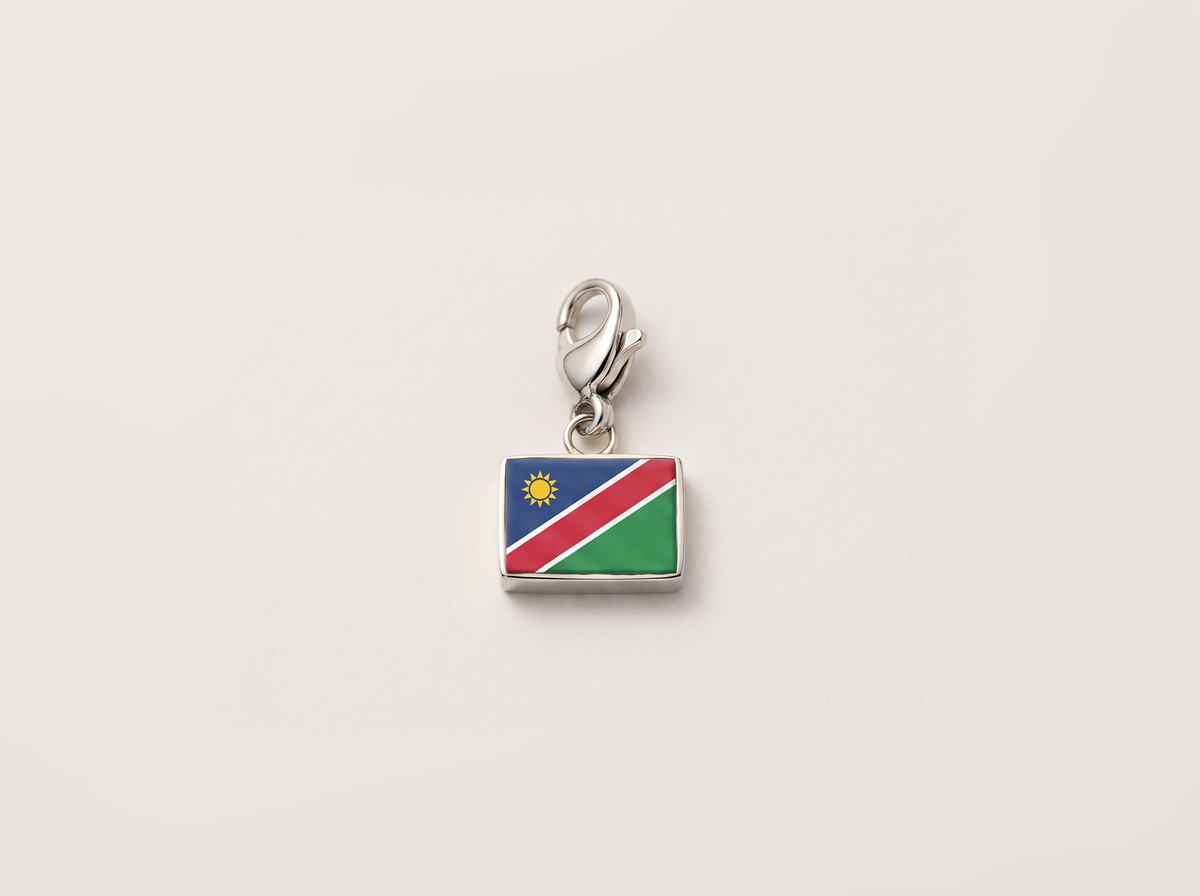 Namibia flag charm, silver