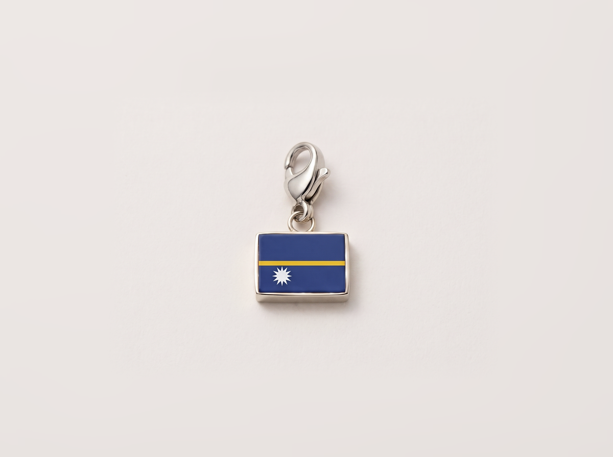 Nauru flag charm, silver