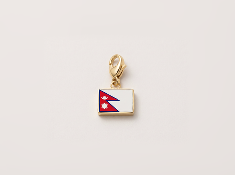 Nepal flag charm, gold