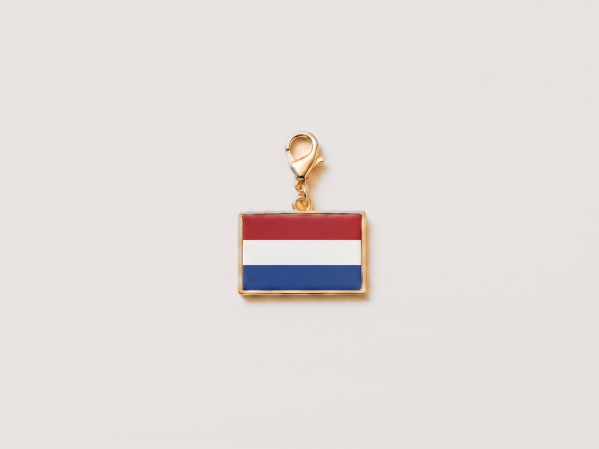 Netherlands flag charm, gold