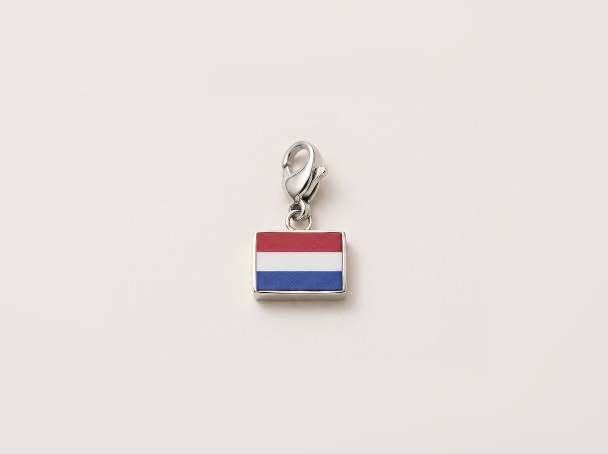 Netherlands flag charm, silver