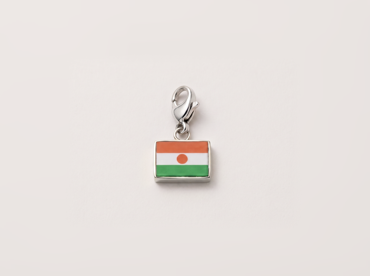 Niger flag charm, silver