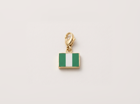Nigeria flag charm, gold