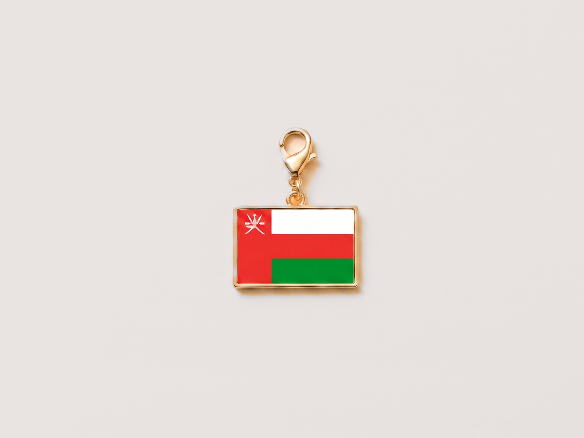 Oman flag charm, gold