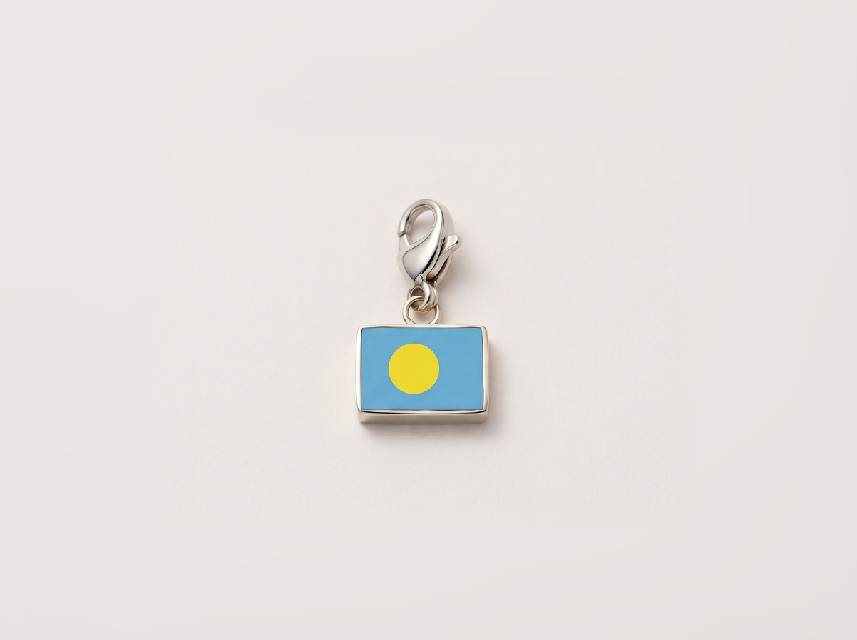 Palau flag charm, silver