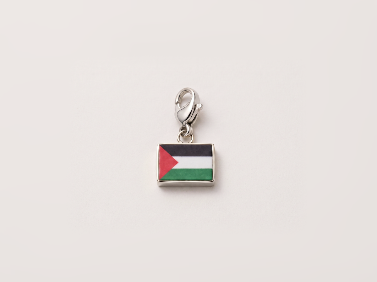 Palestine flag charm, silver