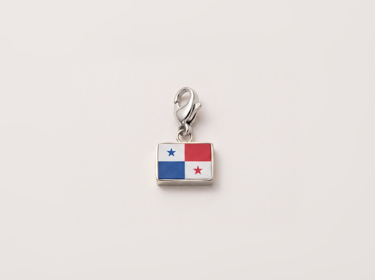 Panama flag charm, silver