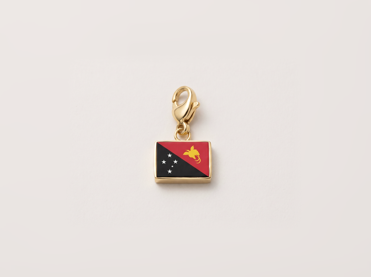Papua New Guinea flag charm, gold
