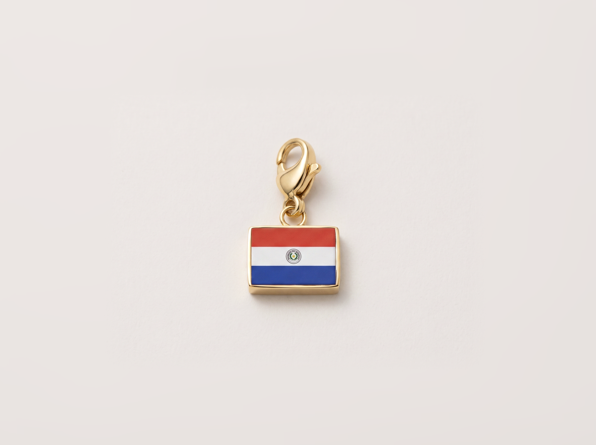 Paraguay flag charm, gold