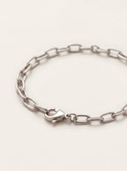 Silver bracelet closeup with lobster clasp