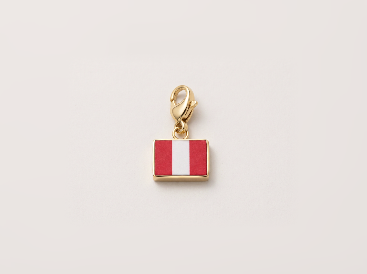 Peru flag charm, gold