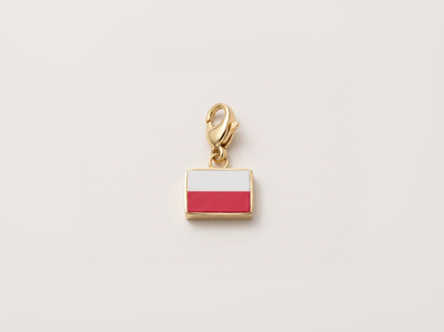 Poland flag charm, 18k gold plated