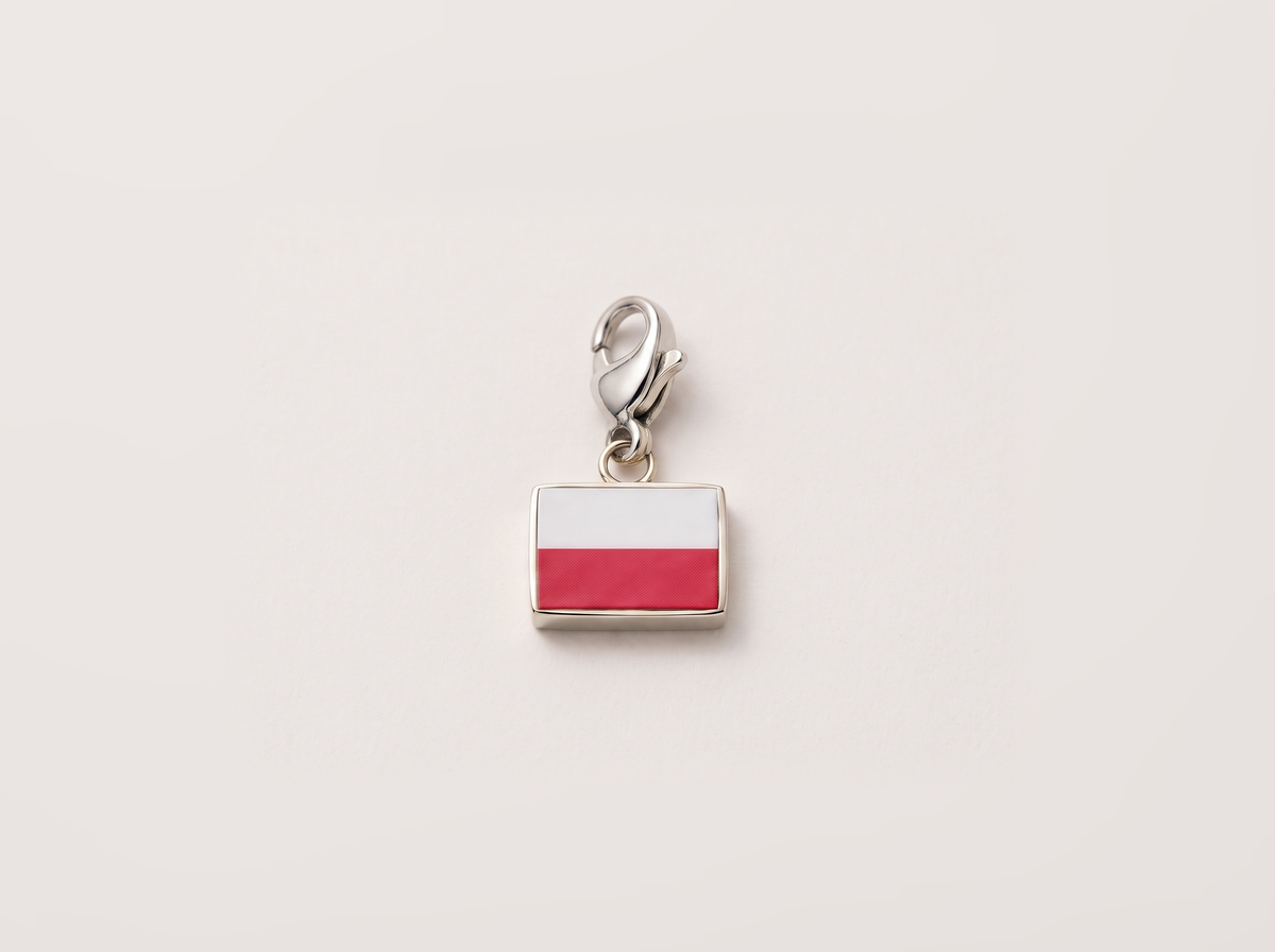 Poland flag charm, silver