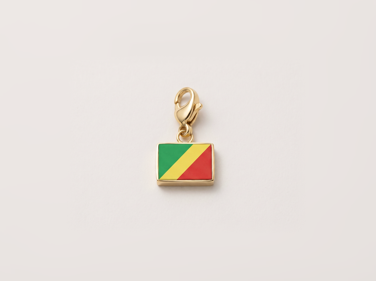 Republic of the Congo flag charm, gold