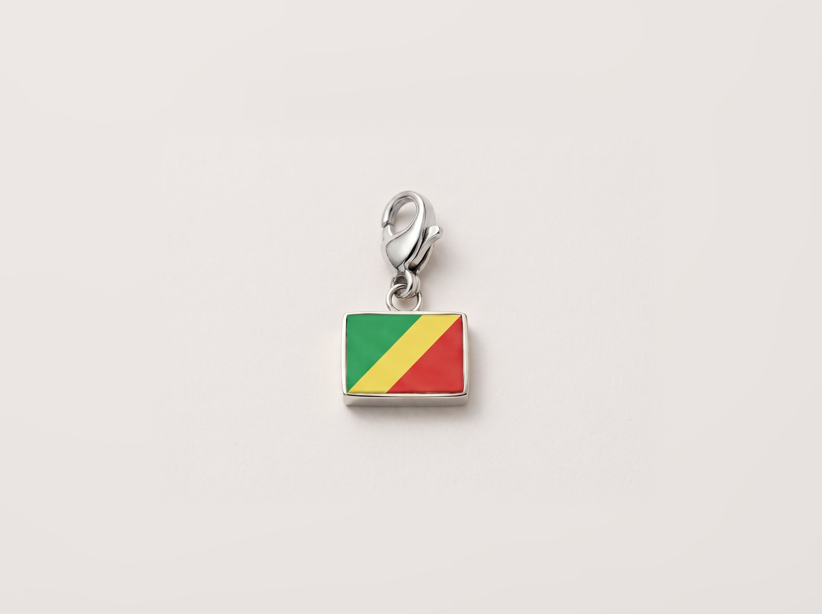 Republic of the Congo flag charm, silver