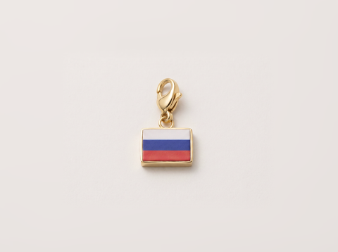 Russia flag charm, gold