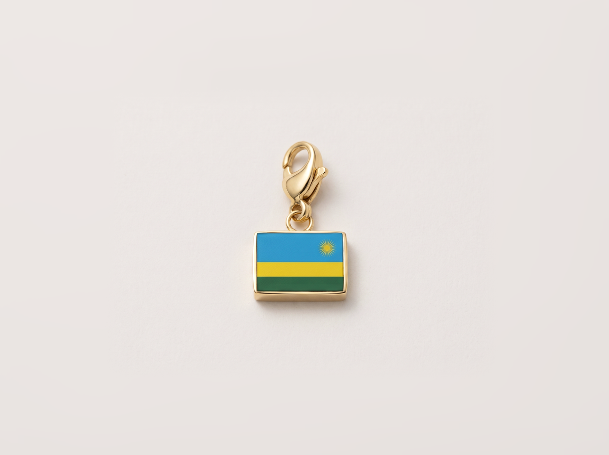 Rwanda flag charm, gold