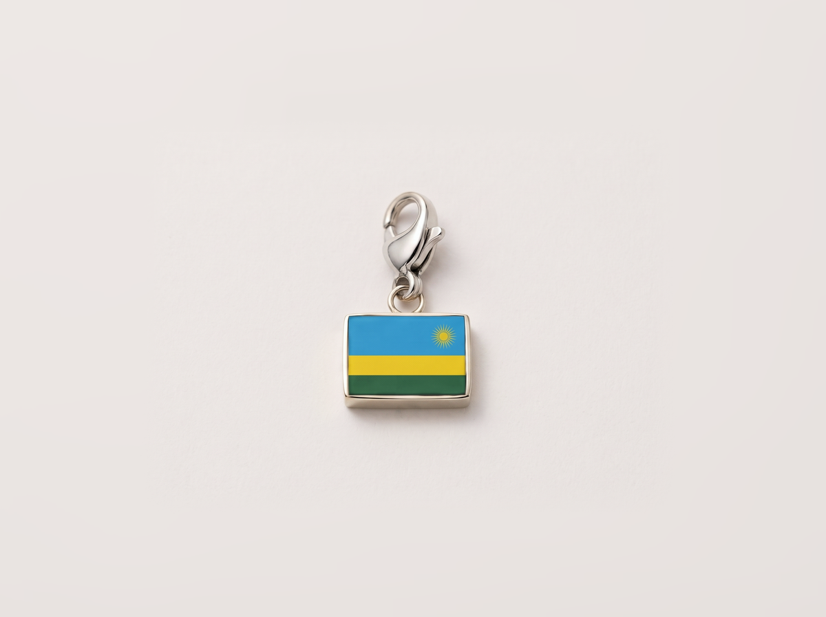 Rwanda flag charm, silver