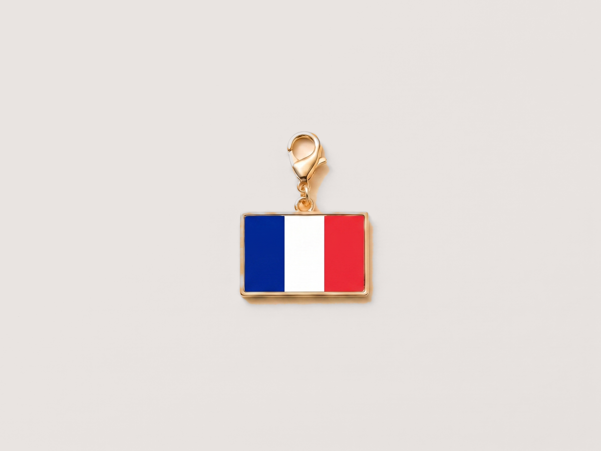 Saint Barthélemy flag charm, gold