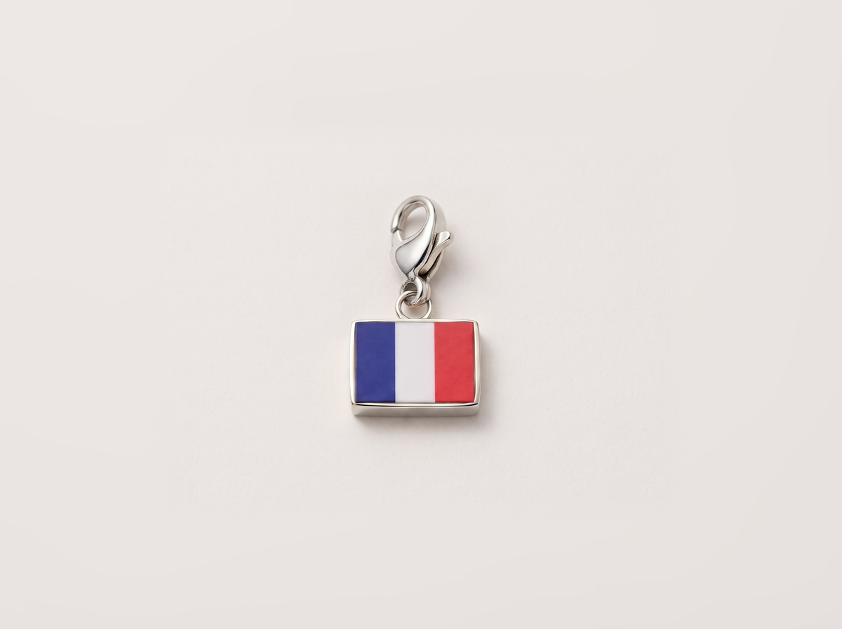 Saint Barthélemy flag charm, silver
